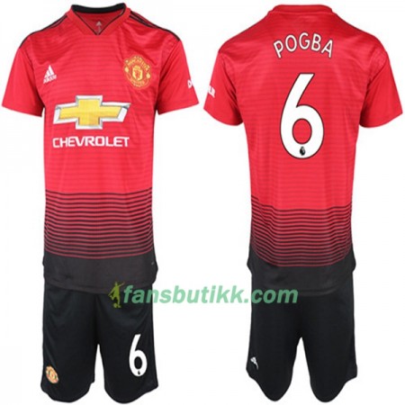 Fotballdrakt Manchester United Paul Pogba 6 Barn Hjemmetrøye 2018-2019 Kortermet